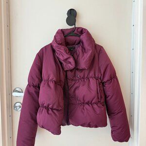 Theory Cropped Down Puffer Jacket Burgundy | Tag M Runs Small (Fits S) | As-Is